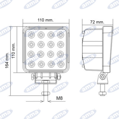 Faro lavoro a led 10/30V 48W 