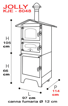 Forno a legna Jolly Kje 8048 da esterno ventilato 80x48 