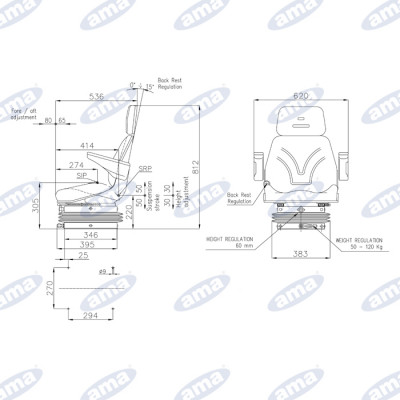 Sedile top completo con molleggio meccanico in sky 